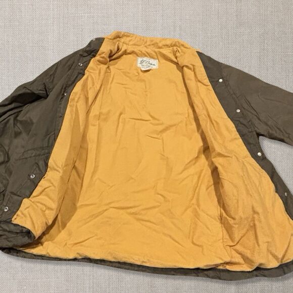 Vintage L.L. Bean Women Small Barn Coat Olive Insulated Field Jacket USA 70s 80s - Picture 2 of 9